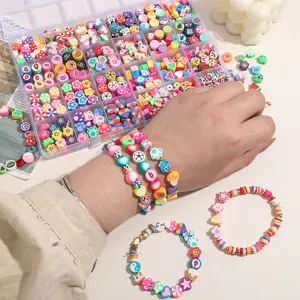 DIY clay beads bracelet making kit with storage box and colorful handmade accessories