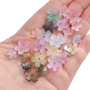 Glass cherry blossom beads two-color flower petals DIY jewelry accessories making supplies.