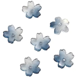 Blue gradient glass cherry blossom beads for DIY jewelry making hair pin craft supplies