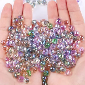 Faceted glass crystal teardrop loose beads for DIY handmade jewelry making accessories.