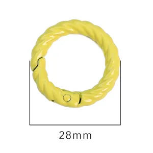 Anneau ressort torsadé en alliage couleur bonbon 28mm accessoire de sac à main DIY bijou.