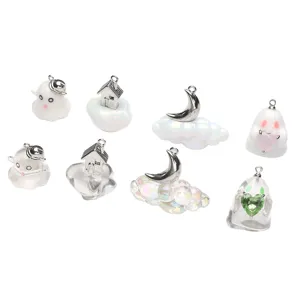 Halloween ghost resin alloy charms DIY handmade keychain pendant jewelry making accessories