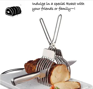 Stainless steel meat slicer food clamp bread cutter for roast ham kitchen cooking tool