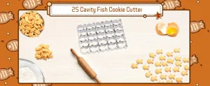 Stainless steel 25 cavity fish cookie cutter for baking cookies, fondant and DIY pastry crafts.