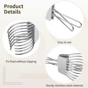 Stainless steel food slicer detail, multi wire design for ham hotdog, sturdy kitchen tong