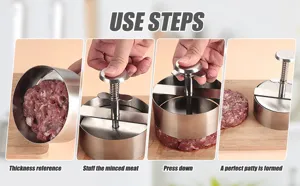 Stainless steel burger press manual hamburger patty maker kitchen meat press tool