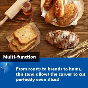 Stainless steel food slicer tong detail view, perfect for cutting even slices of bread and meat.