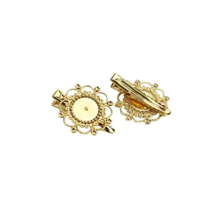 Gold brass filigree blank hair clips alligator hairpins DIY handmade hair accessories parts