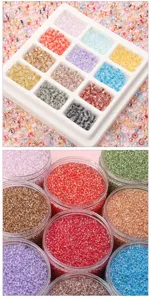 Colorful glass seed beads detail shot, perfect for DIY handmade bracelets, necklaces and jewelry accessories.