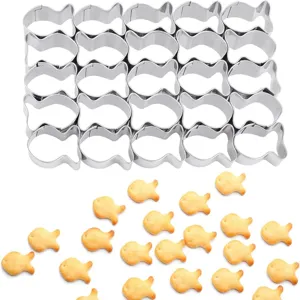 Stainless Steel Goldfish Cookie Cutter 25-Cavity Mini Fish Fondant Biscuit Mold Baking Pastry Tool Kitchen Accessory