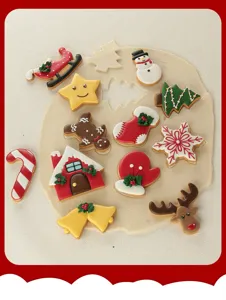 Christmas cookie cutter set 12 pieces DIY baking molds gingerbread man snowflake snowman