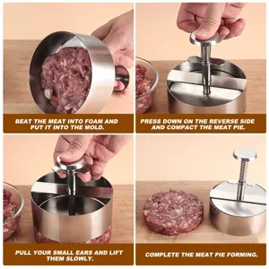 Stainless steel hamburger press manual meat pie maker kitchen tool patty mold burger press