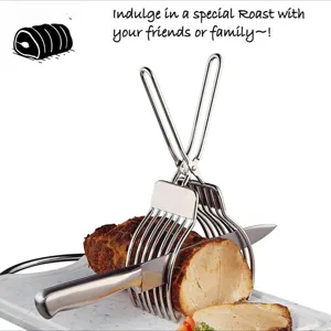 Stainless steel meat slicing guide helper for roast ham bread kitchen tool easy use