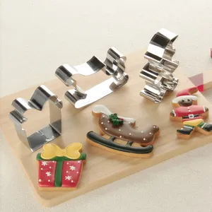 Christmas cookie cutter set stainless steel DIY baking molds for holiday biscuits tools
