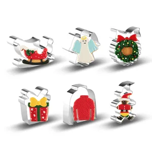 Christmas cookie cutter set stainless steel metal baking molds 6 pieces DIY biscuits