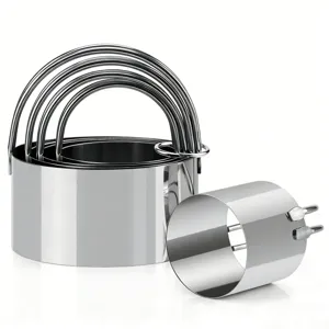 Stainless Steel Round Cookie Mold Set With Handle Nesting Baking Tools For Home Kitchen