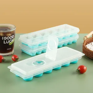 Hieleras largas de silicona con tapa, moldes de congelación multiartes para cocina.