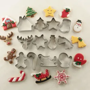 Christmas cookie cutters set stainless steel metal baking molds DIY holiday pastry tools