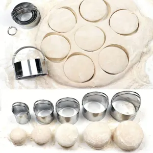 Stainless steel round biscuit cutter set with handle baking pastry cookie mold tool