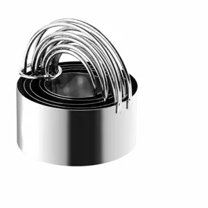 Stainless steel round cookie cutter set with handle nesting pastry mold for baking