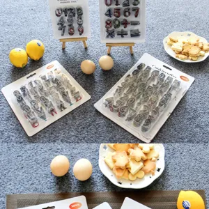 Stainless steel cookie cutter set 36pcs letter and number fondant molds for baking.