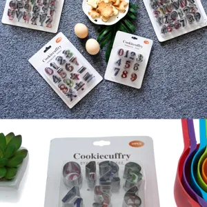 Stainless steel number and letter cookie cutters set for baking, fondant molds, kitchen tools.