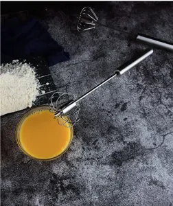 Stainless Steel Semi-Automatic Egg Whisk Press Type Kitchen Manual Mixer for Baking Cream Flour