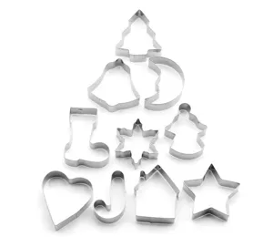 Stainless steel Christmas cookie cutter set 10pcs metal biscuit molds for baking pastry tools