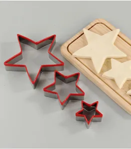 Stainless steel star cookie cutter set 3 pieces for DIY baking pastry biscuit mold tool
