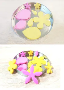 Detalles del juego de cortadores de galletas mini flores de acero inoxidable en bandeja.