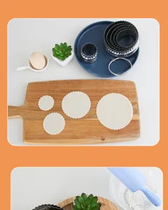 Stainless steel round scalloped pastry cutter set for baking, dumpling skin mold 6pcs