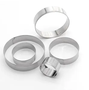Ensemble de moules a gateaux en acier inoxydable, anneau a mousse rond, outil de cuisson durable.
