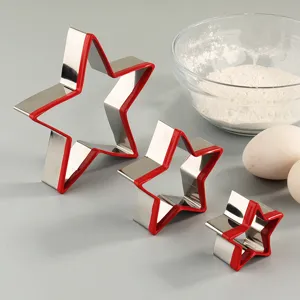 Stainless Steel Star Cake Mold Set DIY Baking Tool Cookie Cutter With Red Edge Pastry Mold For Home Kitchen