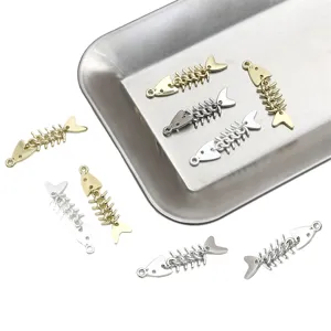 Movable alloy fish bone pendant charms for DIY handmade bracelets necklaces keychains
