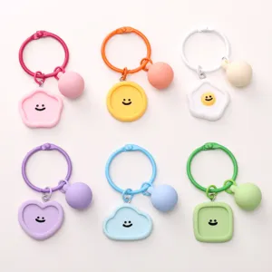 Bonbonfarbene Smiley Geometrie Wolke Harz Schlüsselanhänger DIY Zubehör Anhänger 6er Set