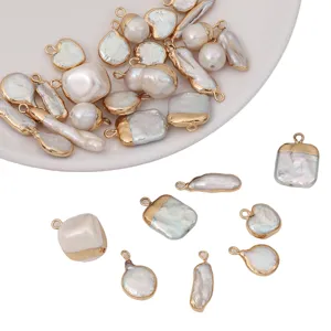 Irregular gold-edged pearl DIY charms for handmade bracelets and necklaces making.