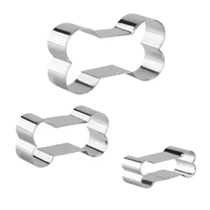 Ensemble d'emporte-pieces a biscuits forme d'os en acier inoxydable 3 pieces DIY