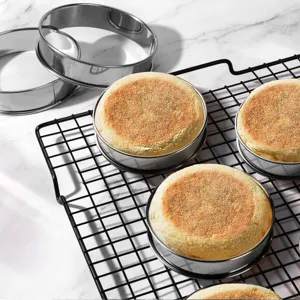 Stainless steel muffin rings double rolled edge tart mold crumpet rings for baking pastries