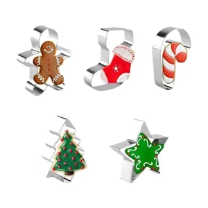 5-piece set Christmas cookie cutters stainless steel mug hanging baking mold holiday tools