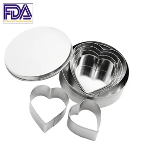Edelstahl Herzförmige Ausstechformen Set Verschachtelte Metall Gebäckformen Mit Runder Eisen Aufbewahrungsbox Für DIY Backen