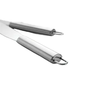 Stainless steel cake spatula cream knife with hanging loop for baking and pastry preparation.