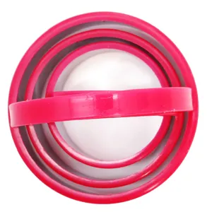 Round plastic handle cookie cutter set for baking, mousse cake and pastry making molds.