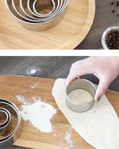 Ensemble de moules à gâteaux ronds en acier inoxydable, emporte-pièces métalliques pour pâtisserie.