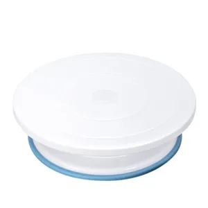 Soporte de plato giratorio para tartas de plástico blanco azul para repostería DIY