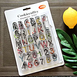 36pcs Stainless Steel Alphabet and Number Cookie Cutter Set for Baking Pastry Fondant