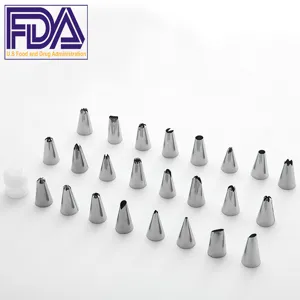 Juego de 24 boquillas de tubería de acero inoxidable para decoración de pasteles y repostería.