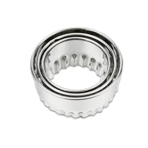 Stainless steel dumpling wrapper cutter set, nested round pastry mold for kitchen baking.