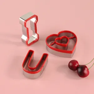 Stainless steel cookie cutter set letter I heart U baking mold DIY pastry tool for Valentine day.