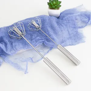 Stainless steel semi-automatic egg whisk hand push whisk for kitchen baking egg cream mixer.
