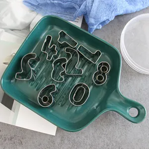 Stainless steel number cookie cutters set baking fondant molds pastry cake decorating tools